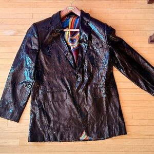 Men’s Black Sequin Blazer Jacket Made in USA Large 42R Disco Eras Tour NYE